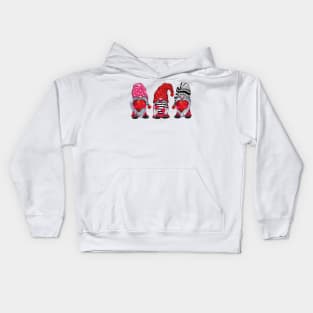 Three Gnomes Holding Hearts Valentine's Day Shirt Kids Hoodie